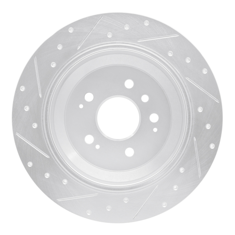 Honda Ridgeline Brake Rotor (1) - Rear Right - R1 Concepts - Drilled & Slotted - Silver - `16-`25